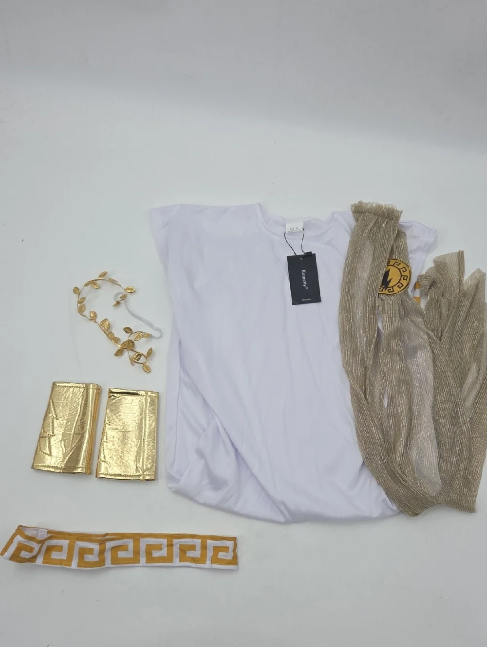 Child Greek Goddess Costume with Gold Trim (Wig Not Inclded)